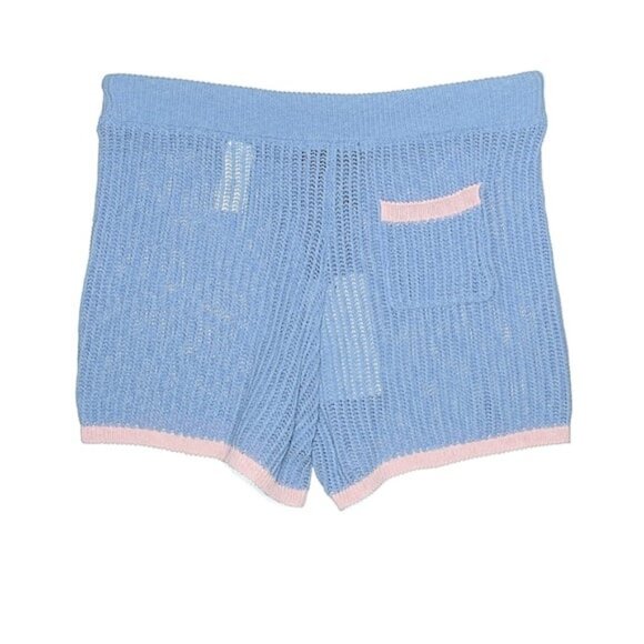 NWT Zara Blue & Pink Knit Tie String Shorts - Picture 4 of 8